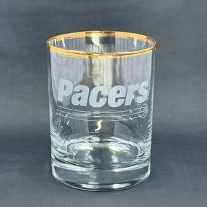 Indiana Pacers Frost Etched Gold Rim Double Rocks Glass 12 oz.